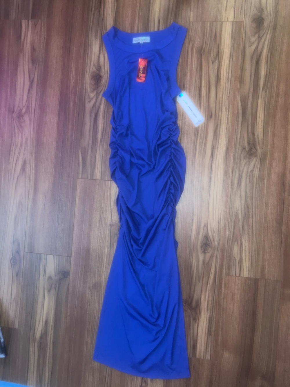 Almost Famous Royal Blue Sleeveless Ruched Maxi Dress